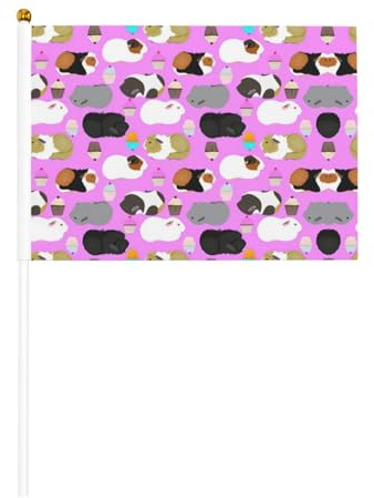 Drapeau à main pour célébration de cochons d'Inde et cupcakes Événements royaux Décoration de fête BBQ Décorations de jardin