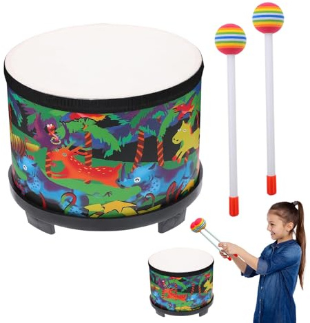 CGACCSD Batteria Per Bambini | Tamburo 20 Cm Giocattolo Sonoro,Con 2 Bacchette Strumento Musicale Sensoriale Educativo In Legno,per Natale