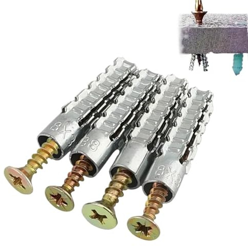 pluggar 10 mm tandat stål-expansionsrör beton-gips ankare med skruv-självgängande borrplugg-metallbultar (50 uppsättningar)