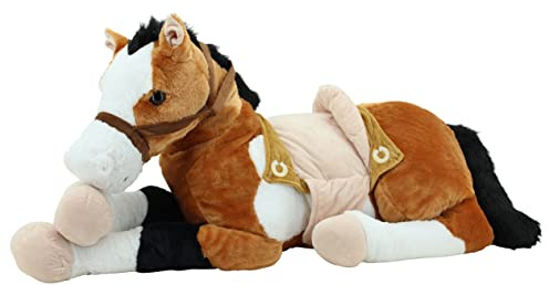 Sweety Toys 6502 Lucky Pferd XXL Riesen Pferd 110 cm liegend mit Sattel-BRAUN