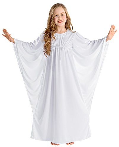 dressforfun tectake Mädchenkostüm himmlisches Engelchen | Wunderschöne Flügelärmel und Raffung unter der Brust (5-7 Jahre | Nr. 300218)