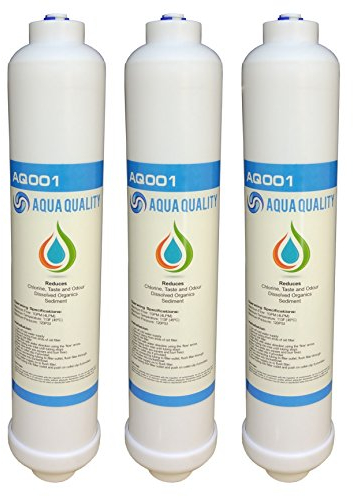 Aqua Quality Water Filter, In Line, 3 Pack - Also Suitable for Fridge, Under Sink, Plumbed in Water Cooler, NSF/ANSI 42 Certified