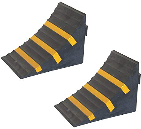 SNS SAFETY LTD RWC-1x2 Cale de Roue en Caoutchouc, Robuste, Noir Jaune, Dimensions 25cm x 16cm x 19cm (Paquet de 2)