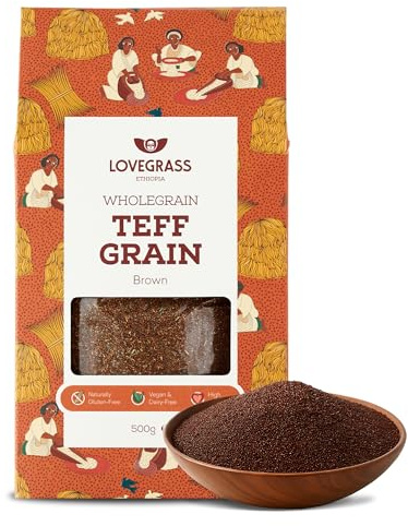 Lovegrass Ethiopia Habesha Brown Teff Grain 500g | Gluten Free | Vegan, High Protein, Vitamins & Minerals | Great for Baking or as a Rice, Couscous or Quinoa Substitute