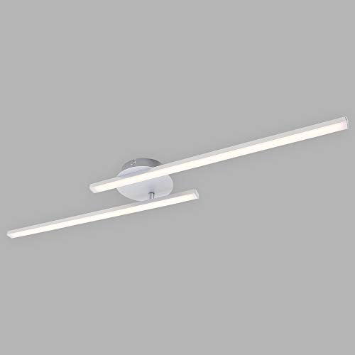 Briloner Leuchten LED Deckenleuchte,3163-029 Deckenlampe 2-flammig, 1.400 Lumen, 3.000 Kelvin (warmweiß), 18 Watt, Aluminiumfarbig, 782x120x61mm (LxBxH), 9 W, Aluminium Farbig
