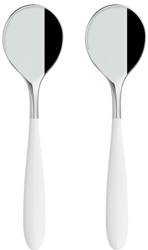 Grunwerg Ying & Yang 2SUS650W - Cucharas de sopa (acero inoxidable 18/10, 2 unidades), color blanco