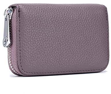 Meowoo Kreditkartenetui für Damen und Herren RFID Wallets Schutzhülle Karte RFID Schutz,Reißverschlussetui 14 Fächer Kartenetui(Lila 1Stk)