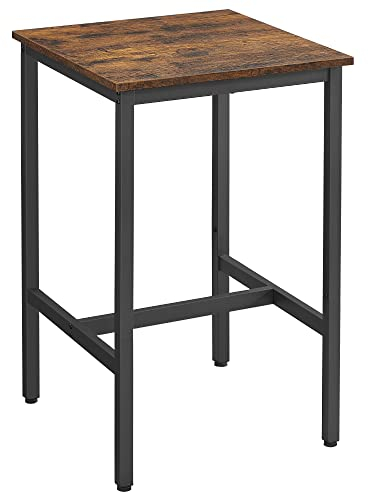 VASAGLE Tavolino da Bar, Tavolino Alto Quadrato per Colazione, Struttura in Acciaio, 60 x 60 x 92 cm, Montaggio Facile, per Cucina Soggiorno, Stile Industriale, Marrone Vintage e Nero LBT25X