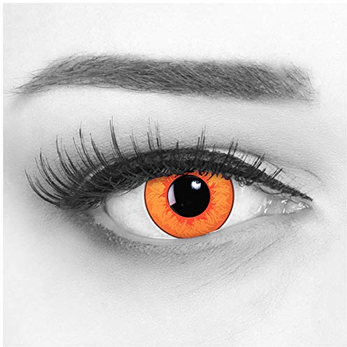 Farbige Orange Kontaktlinsen 1 Paar Overwatch Tracer Circle Lenses Heroes Of Cosplay Stark Deckend. Jahreslinsen für Kostüme, Halloween, Fasching, Karneval mit gratis Linsenbehälter - Ohne Stärke