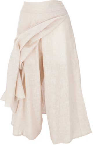 Guru-Boutique, Jupe Culotte Ethnique, Jupe Boho Maxi, Jupe D`été, Lin, Ducoton, Size:M / L (42), Pantalons Longs