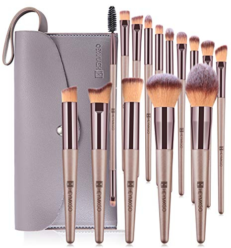 Make-up-Pinsel-Set, 15-teilig, professionelles Make-up-Pinsel-Set, Champagner, Gold, Makeup, für Grundierung, Puder, Rouge, Concealer, mit Kosmetiktasche
