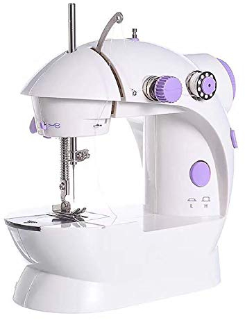 Mini Nähmaschine für Einsteiger, tragbare Nähmaschine mit zwei Geschwindigkeiten, Licht, Nähset, Kindernähmaschine Weiß