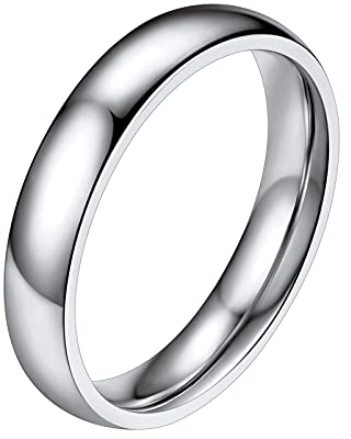 PROSTEEL Trauring Verlobungsring für Männer Edelstahl Herren hochglanzpoliert Bandring Größe 64 einfach 4mm breit Modeschmuck Accessoire für Partnerschaft Freundschaft