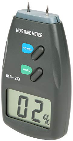 Holzfeuchtemesser, 4 IN 1 2-poliger Induktiver Feuchtigkeitsmesser Digitaler Feuchtigkeits-Feuchtigkeitssensor-Detektor mit Hintergrundbeleuchtetem LCD-Display für Holz-Brennholz-Trockenbau-Papierbode
