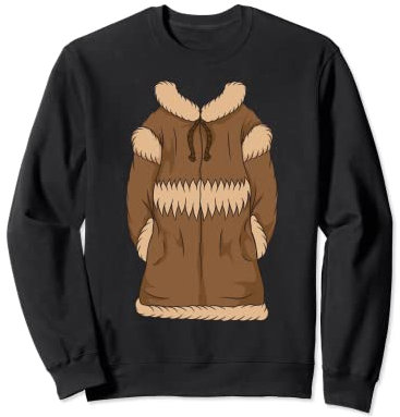 Eskimo Damen Kostüm Karibu Fell Halloween Easy Lazy Outfit Sweatshirt