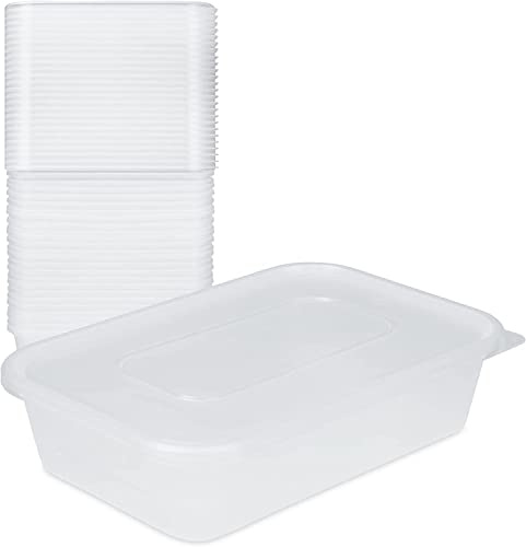 (Pack of 25) Clear Plastic Food Containers with Airtight Lids Microwave Safe Reusable Meal Prep Takeaway Lunch Boxes Home Party Catering Kitchen Plastic Tubs Stackable & Fridge/Freezer Boxes (500 ML)