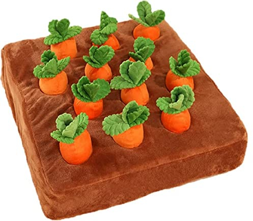 KOMUNJ Intelligenzspielzeug für Hund Interaktives Spielzeug Plüsch Karotte Schnüffelteppich Kau Und Kinderspielzeug Schnüffeltraining Stressabbau Haustier Puzzle Spiel