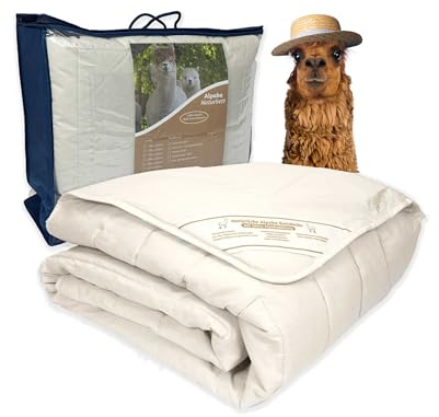 Alpaka Bettdecke Basic Line Sommer leicht, 135x200 Füllung 100% Alpakawolle (700g), Bezug aus naturbelassener Baumwolle