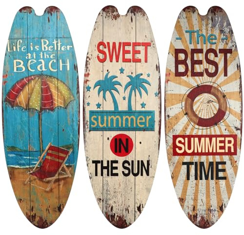 Operitacx Letrero Colgante De Madera Tabla De Surf Decoración De Pared Para Hogar Bar Club Con Tema Marino Verano 17.7X6.3 Pulgadas