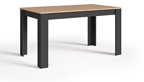 byLIVING Esstisch NORI, Küchentisch in Eiche-Optik, 140 x 80, H 75 cm | Untergestell Melamin anthrazit, Großer Tisch