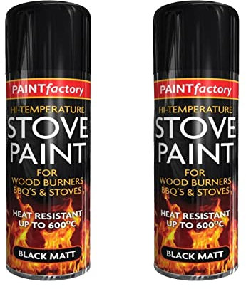 PNJB, Temperature Heat Resistant Matt Black Metal, Black Heat Resistant Paint Spray High-Temperature Stove Exhausts BBQ Etc 400ml (2 Pcs)