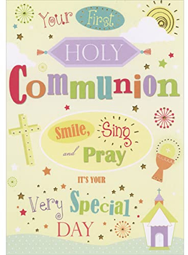 Designer Greetings Smile, Sing and Pray It's Your Very Special Day 1st / First Communion Congratulations Card