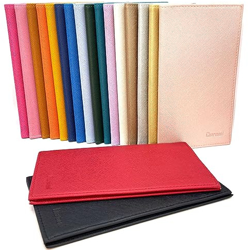 Charmoni - Etui Porte chéquier Talon en Haut - 2 emplacements Porte Carte crédit - pièce d'identité - Cuir Vachette - 11 cm X 19 cm (ZSF Rouge)