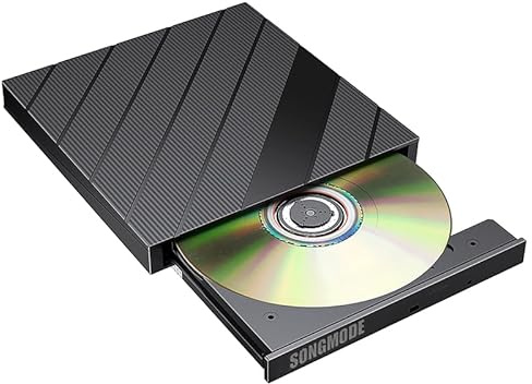 SONGMODE External DVD/CD Drive, External CD DVD +/-RW Drive USB 3.0 & USB-C DVD Burner Player Reader Writer Optical cd Burner for Laptop Mac MacBook Pro/Air, Windows 11/10/8/7, Linux PC