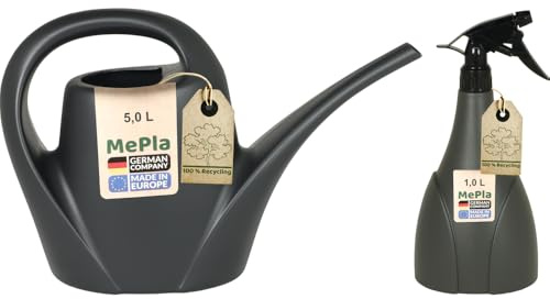 MePla - Set Gießkanne 5,0l Indoor + Sprüher 1,0l - anthrazit, wetterfest aus UV-beständigem Kunststoff