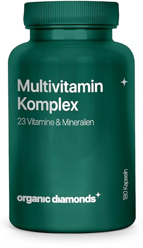 ORGANIC DIAMONDS® Multivitamin Kapseln - 180 Premium Multivitamin Kapseln für Immunsystem, Stoffwechsel und Nervensystem - Vitamine & Mineralien Kapseln hergestellt in Österreich