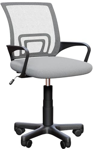 Vida Designs Airsdale - Silla de Oficina ergonómica de Malla de Altura Ajustable, Silla giratoria con Brazos de Apoyo para la Espalda y Ruedas de 360 Grados para Trabajo en casa y Estudio (Gris)