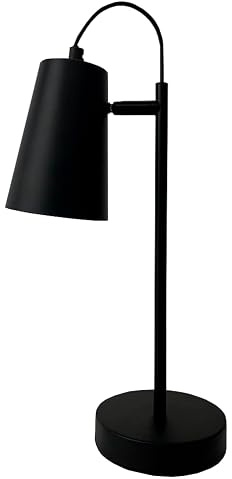TEKLED® LED Desk Lamp | Sleek Cut Cone Rotatable Table Light in Vibrant Colors | Replaceable E27 Edison Screw Bulb Holder | for Bedside Reading Office Work Architects Students - Black