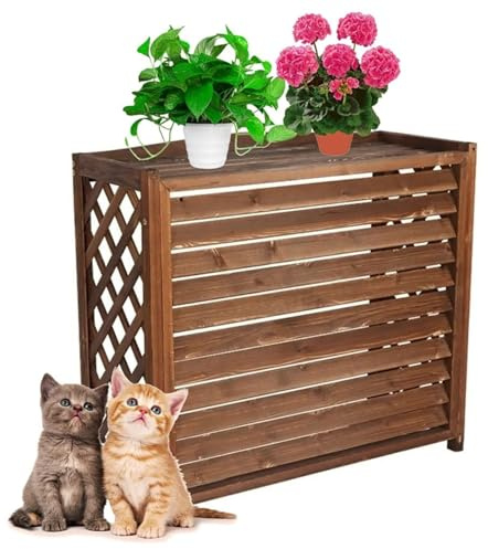 Copertura For Condizionatore In Legno Massello, Schermo For Privacy, Recinzione For Fiori, Pattumiera Nascosta, Divisorio For Spazio, Condizionatore, Pompa Di Calore, Rete Protettiva For Balcone, Espo