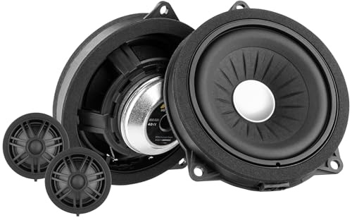 ETON UG-BMW10 W – 10 cm/4 tum 2-vägs plug & play komponenter system, bilhögtalare set kompatibel med BMW och minifordon, ljudsystem för dörrinstallation (W-korg), 1 par