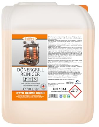 Lorito Döner Grillreiniger für Backofen, Grill & Ceranflächen, 10L | Grill- & Backofenreiniger für Edelstahlgrill, Kochfeld & Küchengeräte, entfernt Eingebranntes & hartnäckige Verunreinigungen