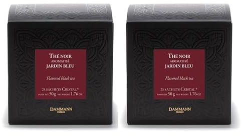 Lot de 2 - Dammann Jardin Bleu - Thé noir parfumé à la rhubarbe et aux fraise, 25 sachets
