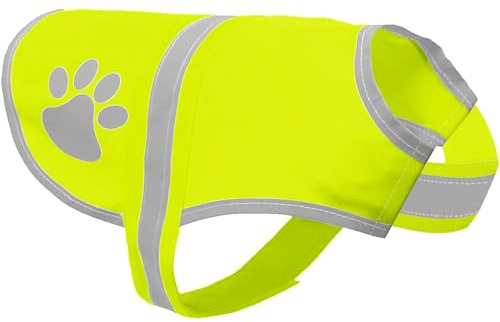 Voarge Chaleco reflectante de seguridad para perros de alta visibilidad, chaleco reflectante chaleco de seguridad para mascotas para noche al aire libre (amarillo, M)