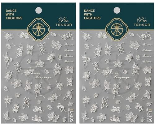 2 Blatt Weiße Blumen Nagelsticker, Nagelaufkleber Selbstklebend, Frühling Blumen Nagelkunst, Nägel Aufkleber Sticker Accessoires, Nail Art Sticker, DIY Design Nageldeko, Nageldesign für Frauen Mädchen