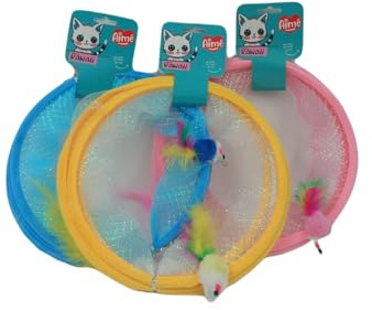 Aimé - Jouet Kawaii Tunnel Ressort - Jeu Chat Appartement - Stimule Le Mouvement et l'audition - Jouet pour Chat Effet Ressort - Appâts aux Extrémités - L 25cm - Couleur Aléatoire : Jaune, Bleu, Rose