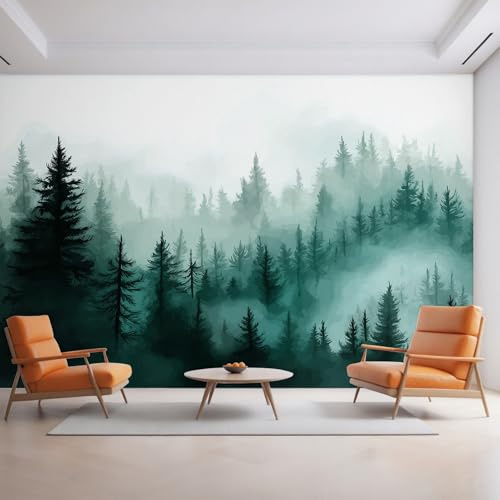 Générique Papier Peint Panoramique Forêt Brumeuse, Papier Peint Nature Brume Forêt 350 x 250 cm, Photo Décoration Murale, Papiers Peints Intissé Décoration Murale Salon Chambre EL&D42