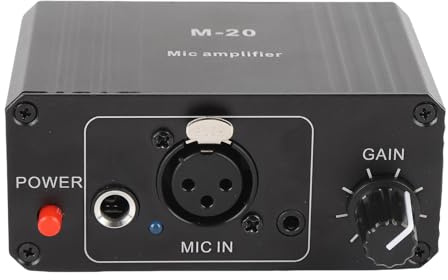 Asixxsix Mikrofonvorverstärker, 48 V Power XLR-Ausgang, hohe Verstärkung, geringes Rauschen, Mikrofonvorverstärker für dynamische und Kondensatormikrofone