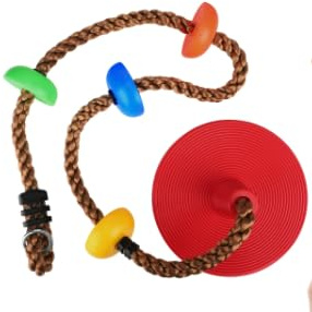 Tree Swing for Kids Backyard Single Disc Rope Seat for Tree Indoor Outdoor Playground Swing Set Accessories with Thickening Strap-Red