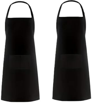 Ham-Hash 2er Pack Unisex Grillschürze mit geräumigen Taschen Verstellbare Latzschürzen für Männer und Frauen ideal für Köche Kochen Grillen und Backen