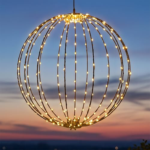 Spetebo Leuchtkugel zum Hängen für Außen 60 cm | 400 LED, Timer und Stecker, Extra warm weiß, Kabelgebunden, Weihnachten Advent Deko