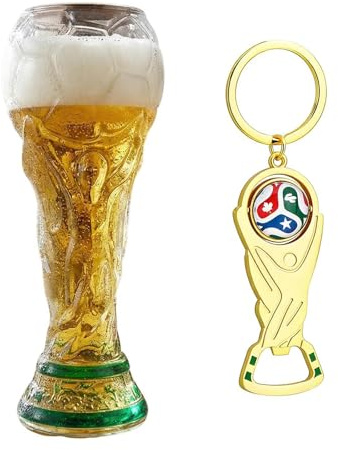 Herfair Vasos de cerveza de 0,48 litros, Copa Mundial de Fútbol 2026, Copa Mundial Trophy, regalos para hombres aficionados al fútbol