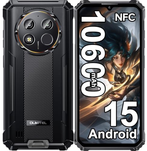OUKITEL WP28E Rugged Smartphone, 10600mAh Battery, 6.52 Display Android 15 | 16GB+64GB/1TB Rugged Phone, 13MP Camera 4G Dual SIM-Free & Unlocked Mobile Phones, IP68/IP69K Waterproof Phone, NFC/OTG/GPS