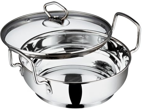Vinod Cookware Induction Friendly Kadai With Lid Silver 1.5 Litres, Stainless Steel