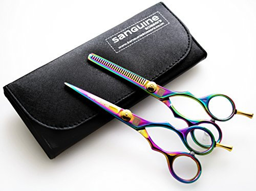 Set of Titanium Hair Scissors and Hair Thinning Scissors 5.5 inch (14cm) Presentation Case