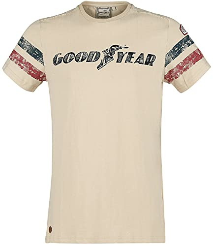 Goodyear Grand Bend Hombre Camiseta Beige 100% algodón Estrechos
