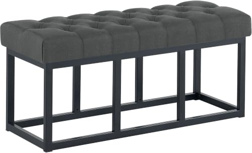 CLP Sitzbank Flur Stoff Amun, Polsterbank Metall schwarz pulverbeschichtet belastbar, für Schlafzimmer Garderobe und Ankleidezimmer Farbe dunkelgrau Größe 100 cm